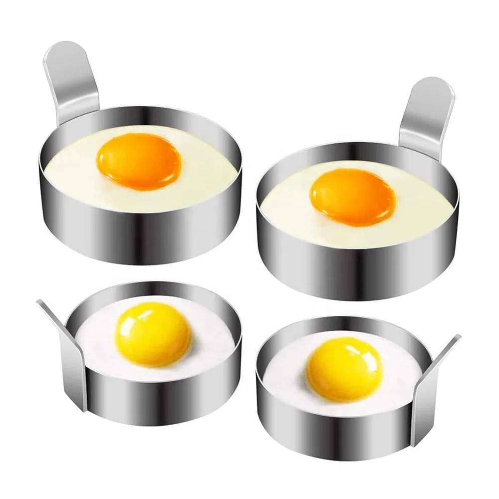 Big & Small Fried Egg Mould Stainless Steel Non-Stick Pancake Round Omelette Mould For Roasting Egg Grill Pancakes And Sandwich