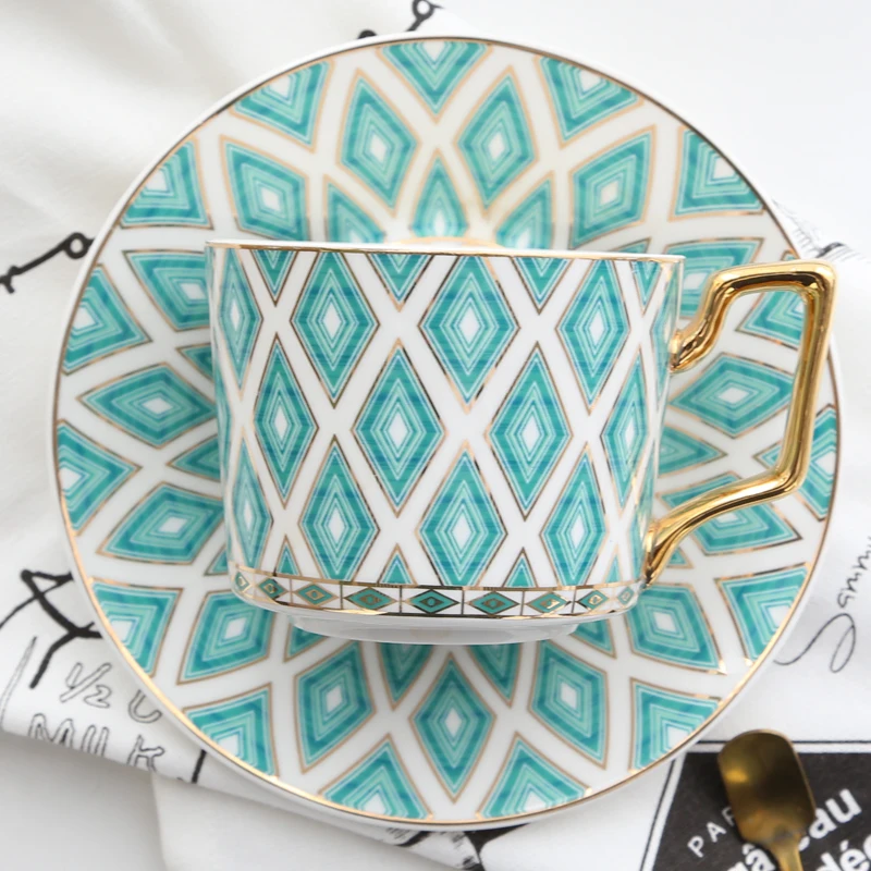 SU08 Graceful Exclusive Home Service Ceramic China Coffee Tea Cup and Saucer Sets