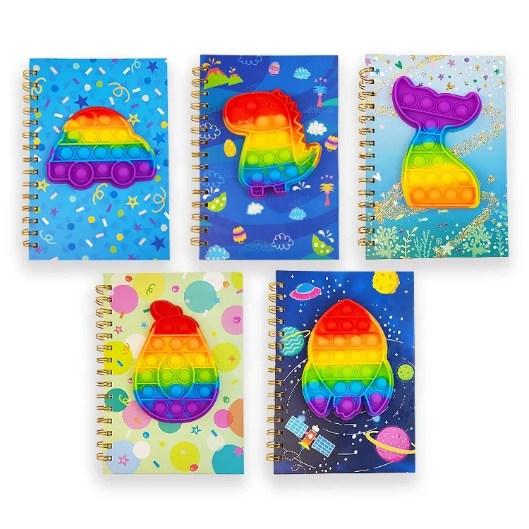 Promotional Cheap Price Customizable 5 Subject Spiral Notebook Kraft Hardcover Notebooks with Silicone Cover