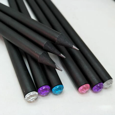 7 inches custom logo black wood pencil with diamond / pencil diamond