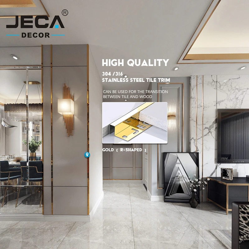 Foshan JECA Tile Trim Metal Profile Stainless Steel Edge Curved Corner