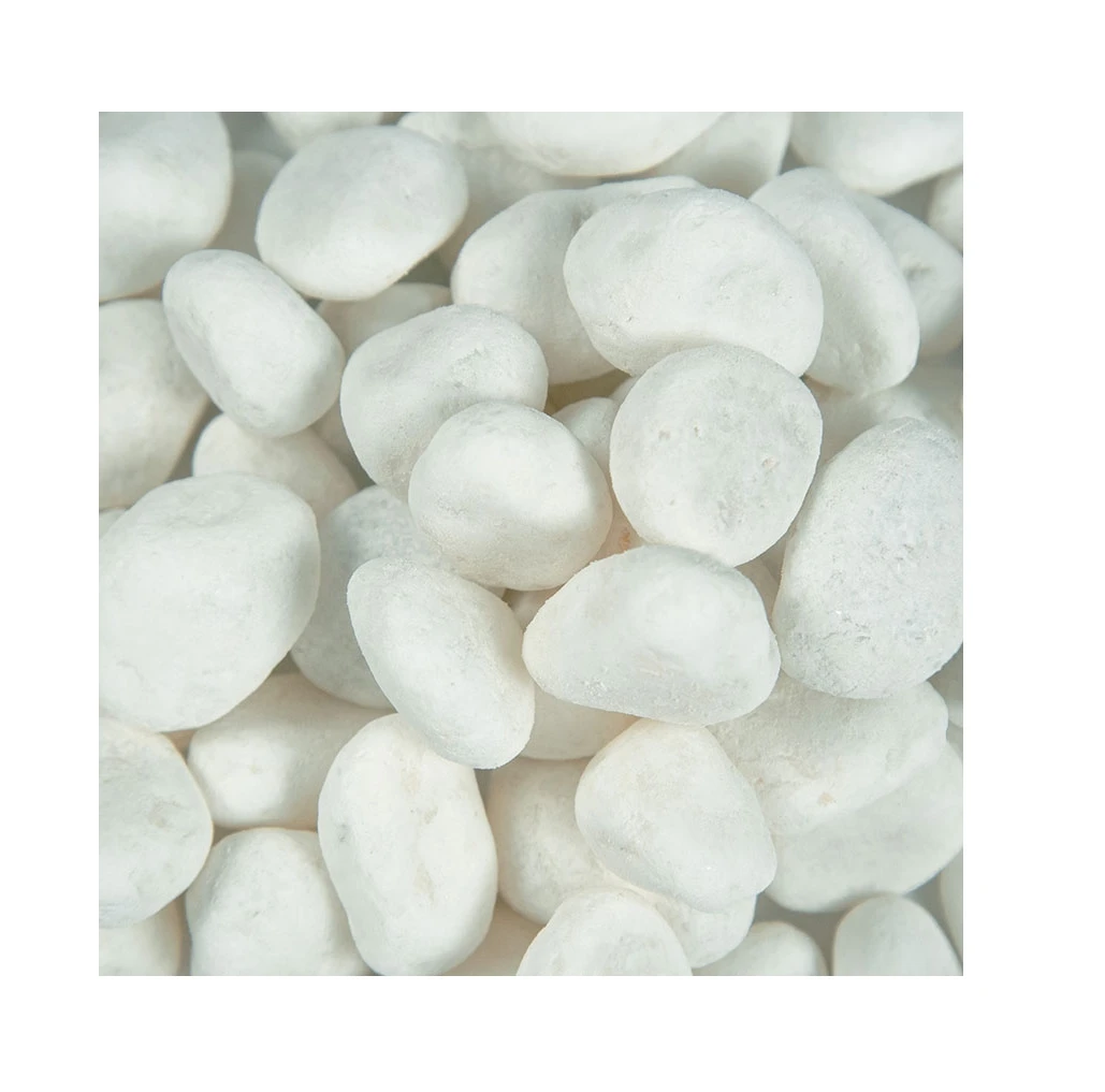 Unpolished 10-50mm White Pebbles For Garden Decor Regular Asymmetrical Marble Pebbles