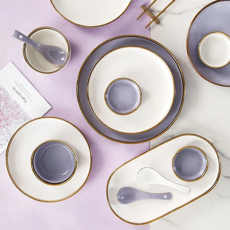 Baby Glass Plates Sets Party Tableware Crystal Fine Bone China Dinnerware Set