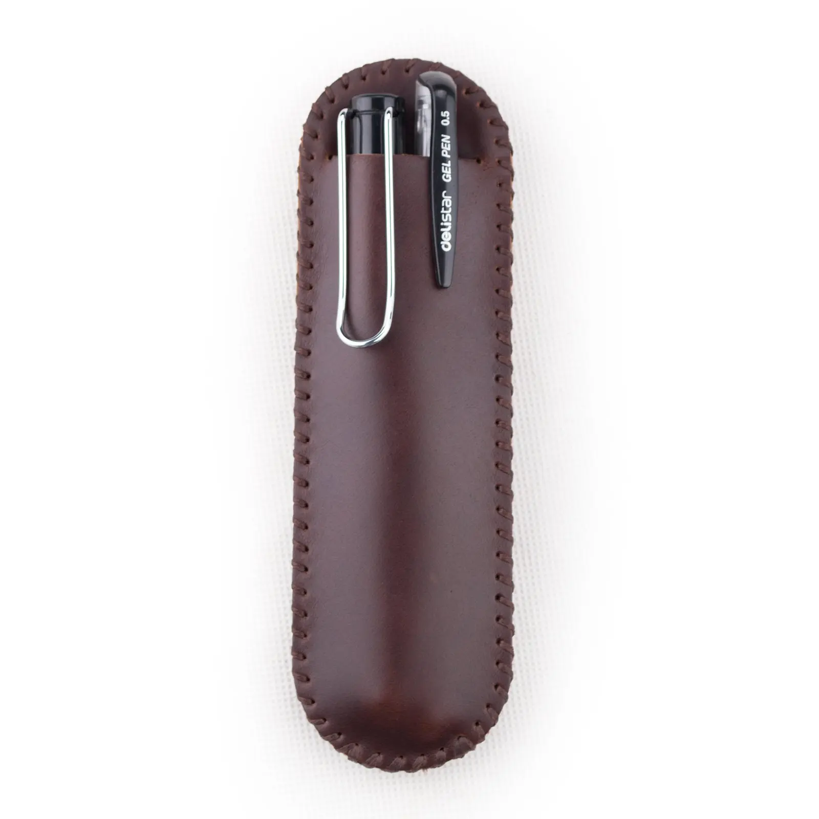 Handmade Genuine Leather Pen Cases Holder Box For Single Fountain Pencil Case Pouch For Men