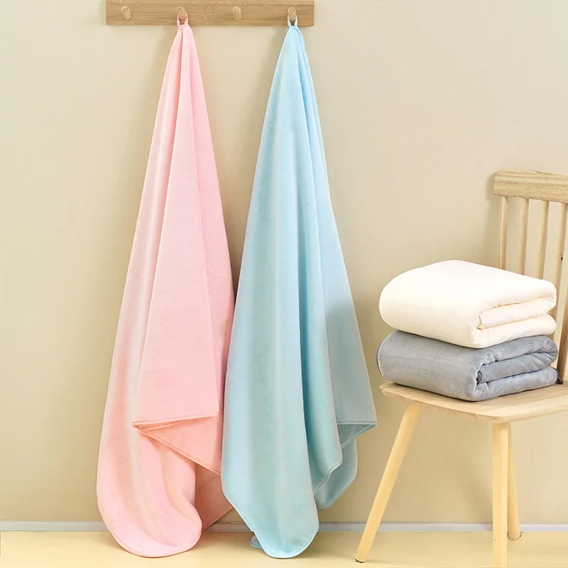 Microfiber&Coral velvet Bath Towel embroidered Wholesale custom logo soft cheap hotel large knitting Quick drying bath towel set