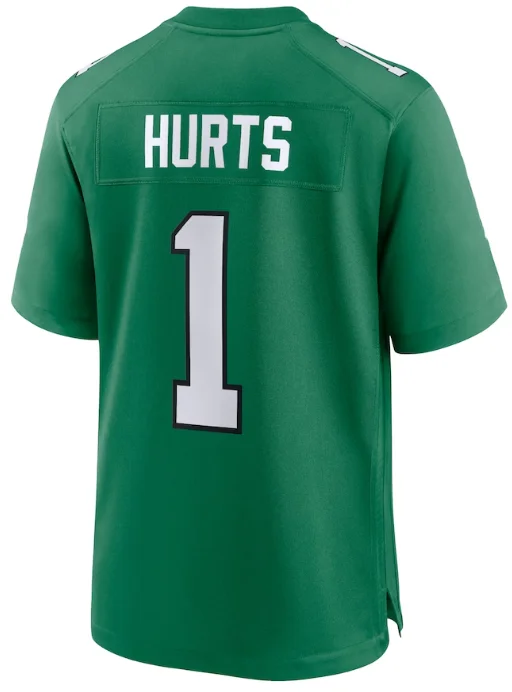 Wholesale Stitched Kelly Green American Football Jerseys 1 Jalen Hurts 6 Devonta Smith 11 Brown 0 Swift 62 Kelce Sportswear