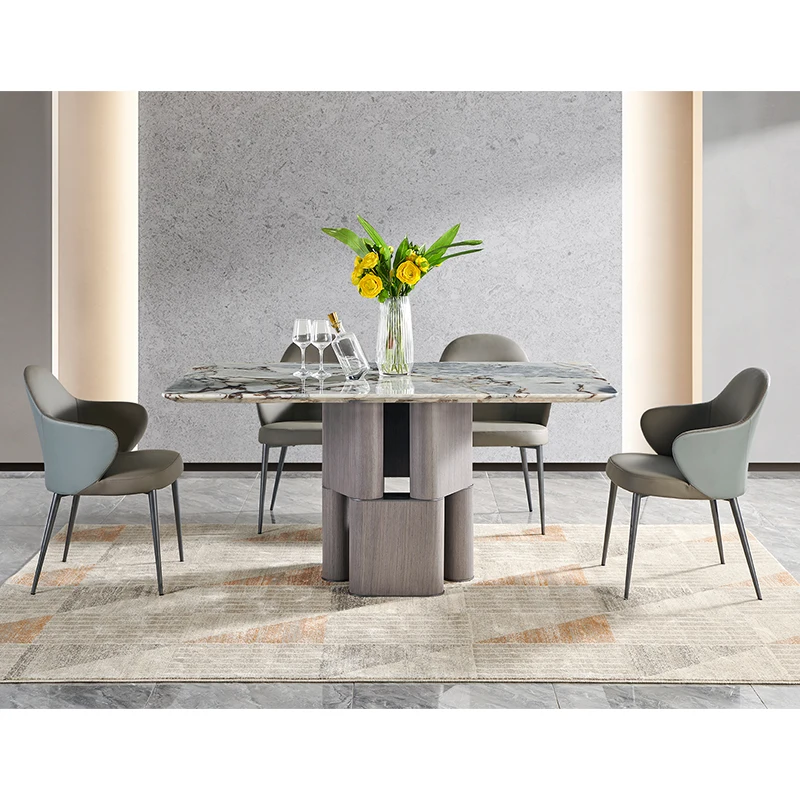 Dining room furniture luxury banquet restaurant leisure dessert modern dining table set with 10 8 6 4 seater chairs