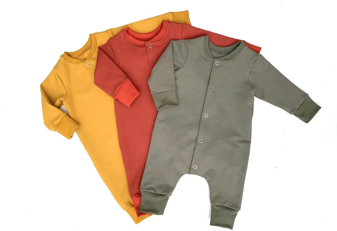 Fall French Terry Toddler Baby Sleepsuit Rompers Overall Button Front Pajamas Loungewear Cotton One Piece Body Suit Newborn