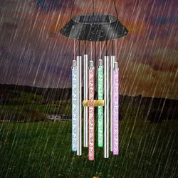 Hot Sale Iron Crafts Solar Powered Wind Chime Bells Hanging Living Bed Home Outdoor Garden Decor solar wind chimes