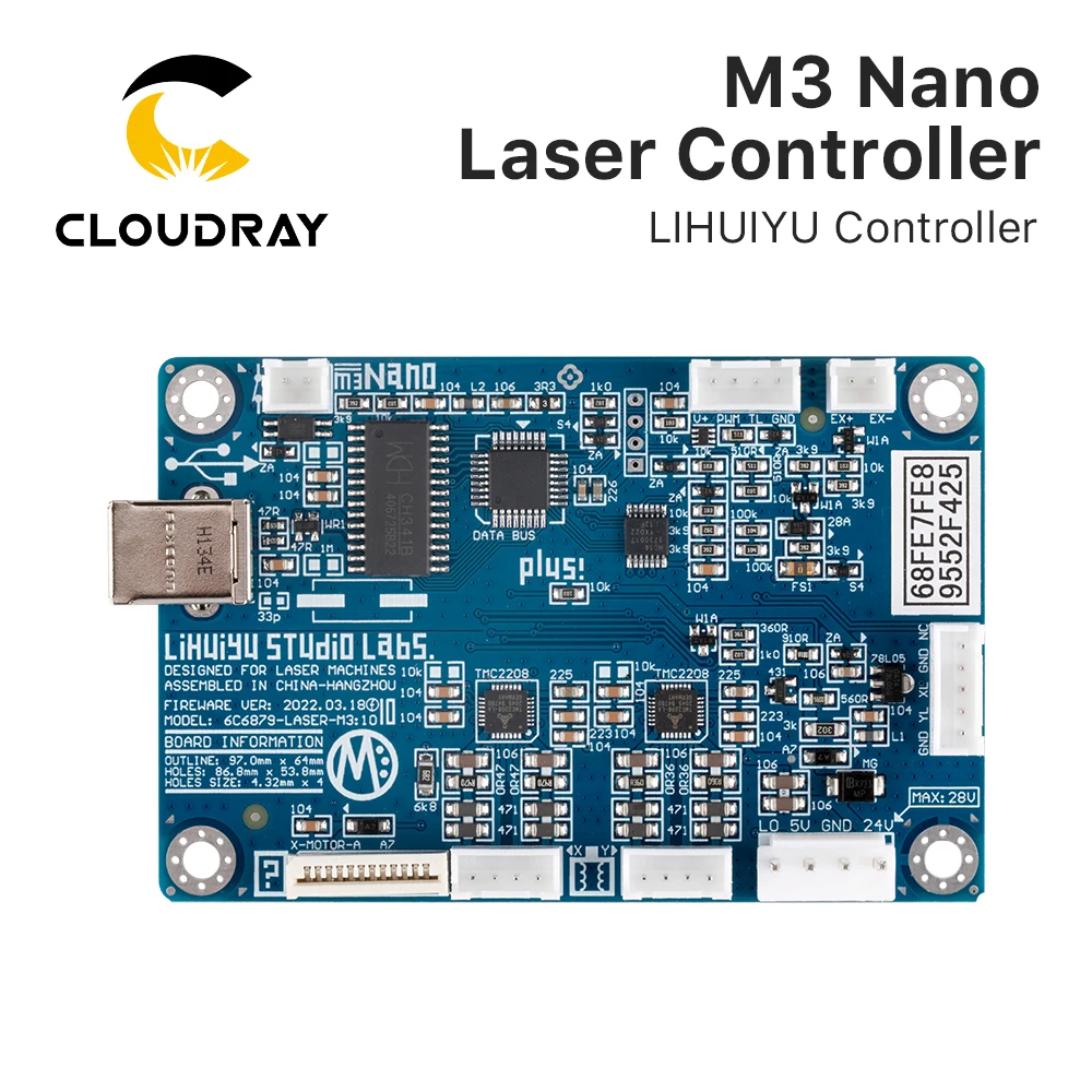 Нано-лазерный контроллер Cloudray M3 для режущего и гравировального Станка CO2 K40