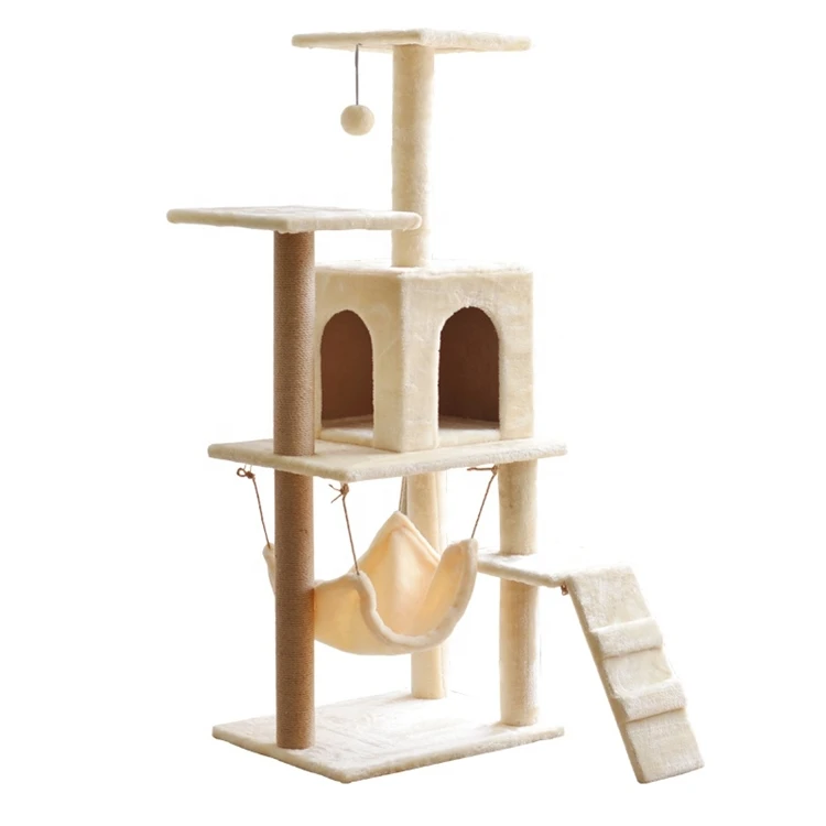 Hot Sale Natural Wood Cat Furniture Scratch Post House Condo Tower Cat Tree