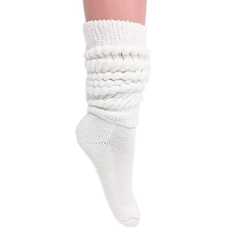 Comfortable foot high quality white happy socks custom Extra Long Heavy Slouch Socks For Women