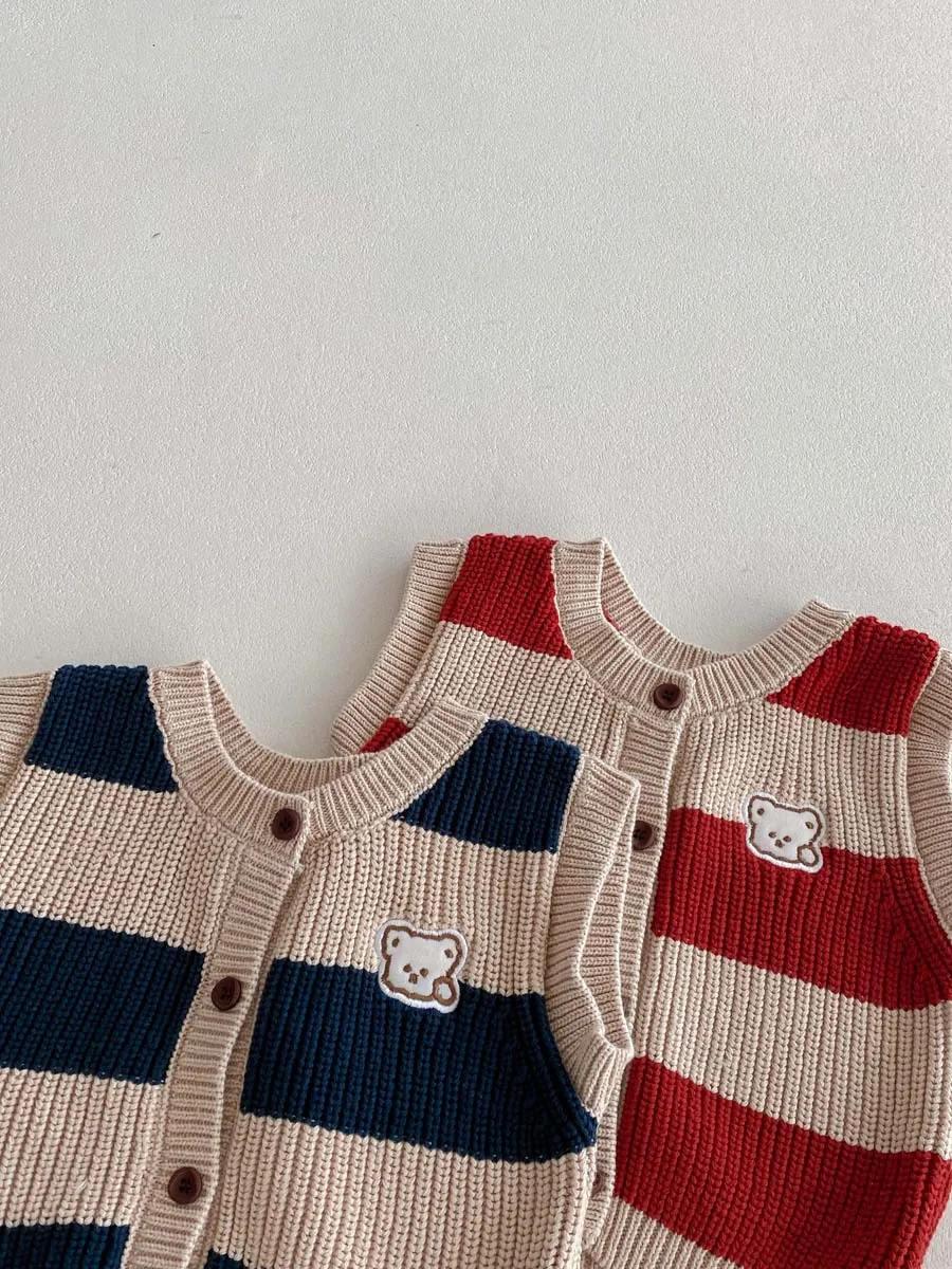 Spring Autumn Cotton Knitted Newborn Baby knitwear Kids V-neck Sweater Vest Infant Knit Sleeveless Vest Sweater