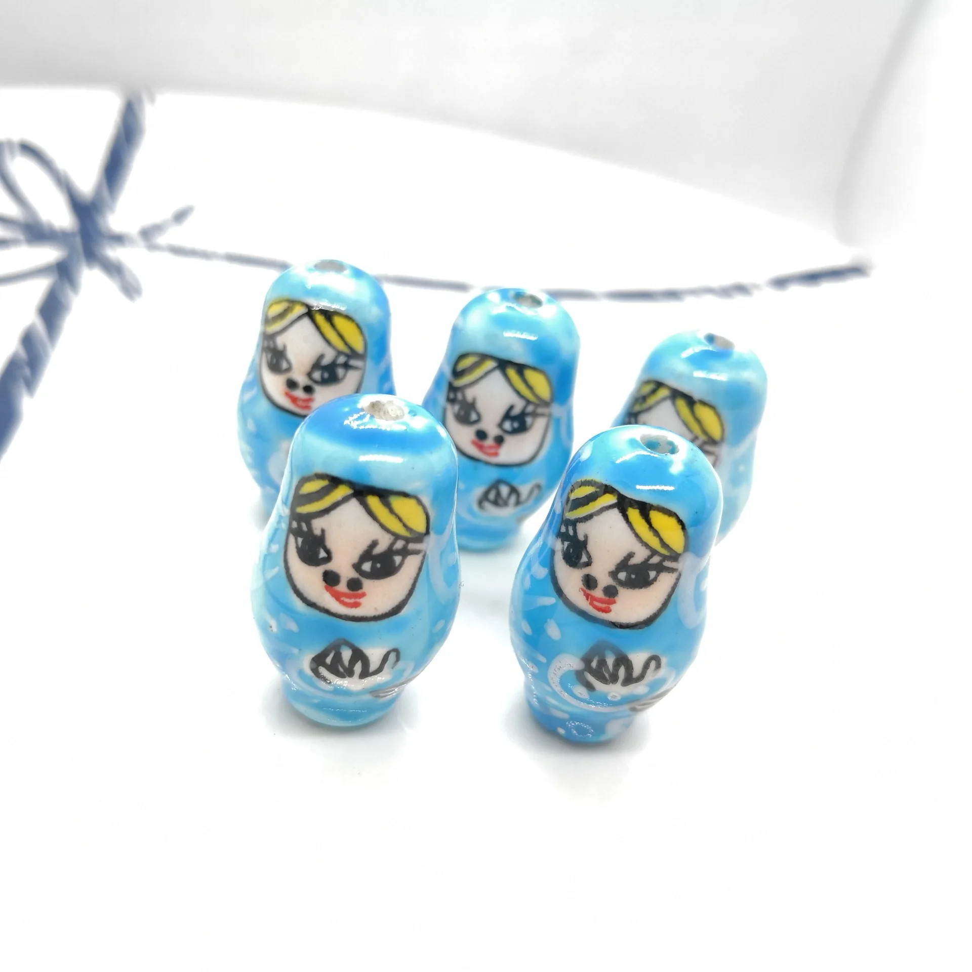 Роспись вручную глиняные фарфоровые бусины ювелирные изделия русская кукла керамические свободные подвеска