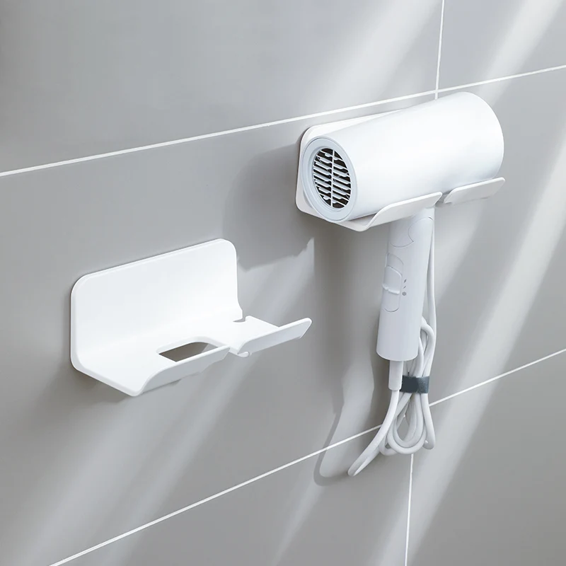 Household Washroom Organization Shelves Hair Dryer Holder Rack Wall Mounted Self-adhesive Plastic Storage Holders & Racks