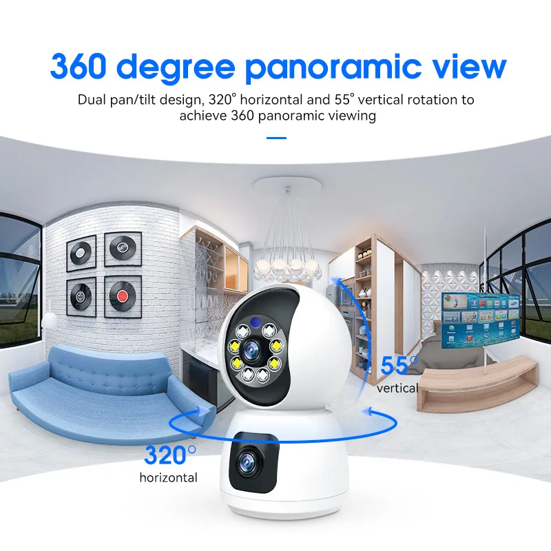 Anywii BestTwo-way Audio wifi security camera AI Human Detection Indoor Dual Lens Wifi Camera