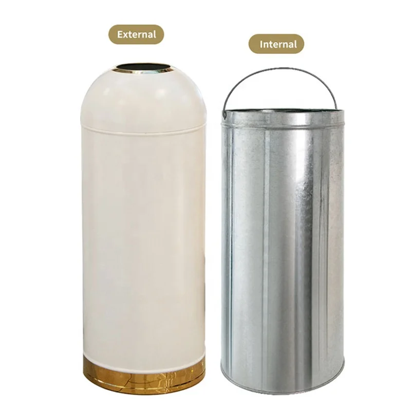 Leasylife Commercial Metal waste bin Double-layer Fast Food Restaurant trash bin Large Capacity Outdoor Trash Can