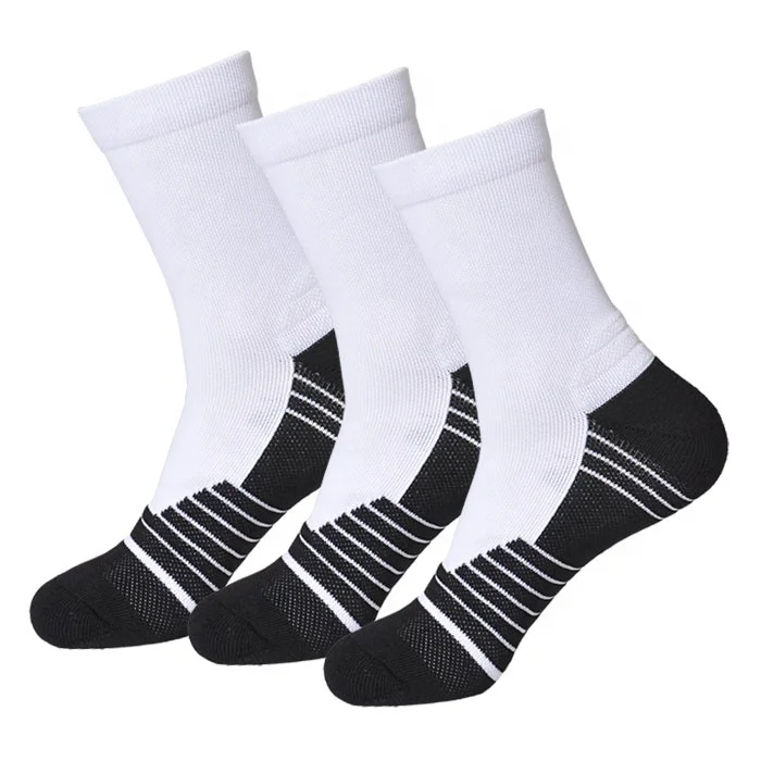 Оптовая продажа, спортивные однотонные белые однотонные сублимационные мужские носки из полиэстера GANGWEI 100%