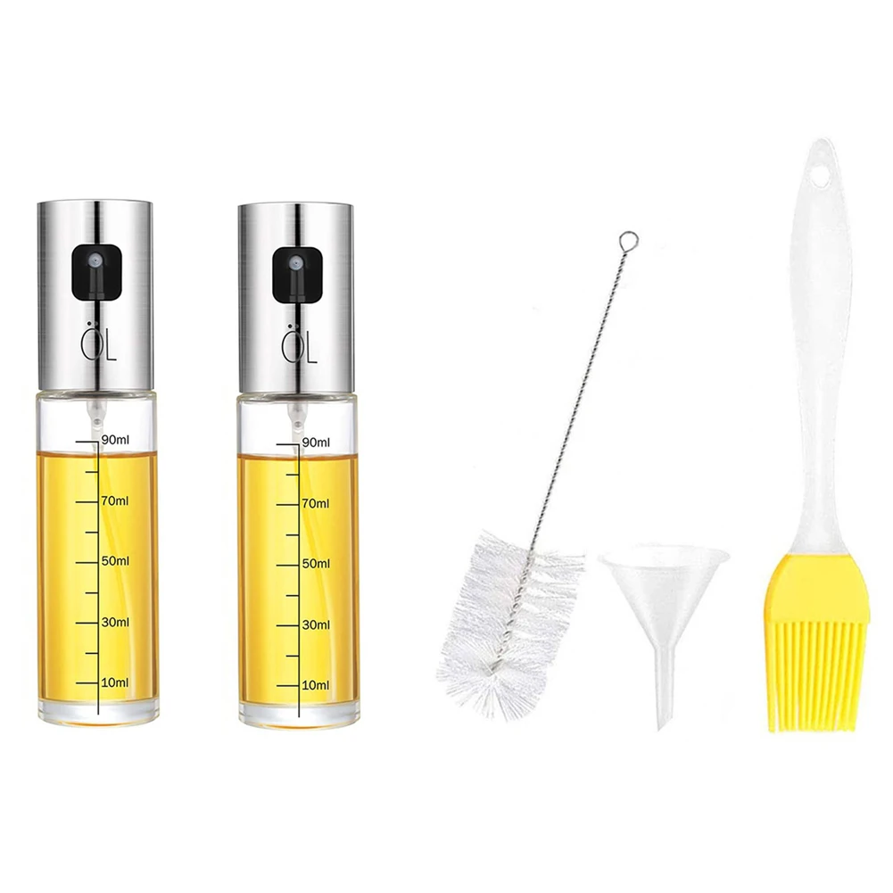 RAYBIN 2 pack  100ml Vinegar Dispenser olive oil sprayer 2 pack for cooking with Oil Brush Funnel for kitchen