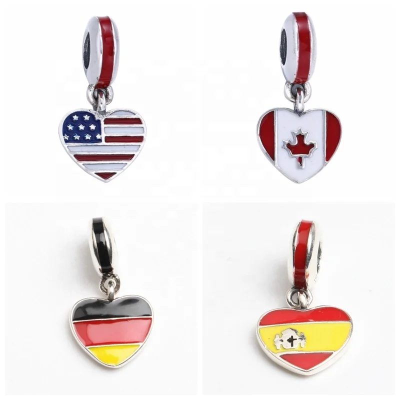 Custom logo american flag lapel pin 925 Sterling silver enamel US national army flag charm brooch pin gold jewelry