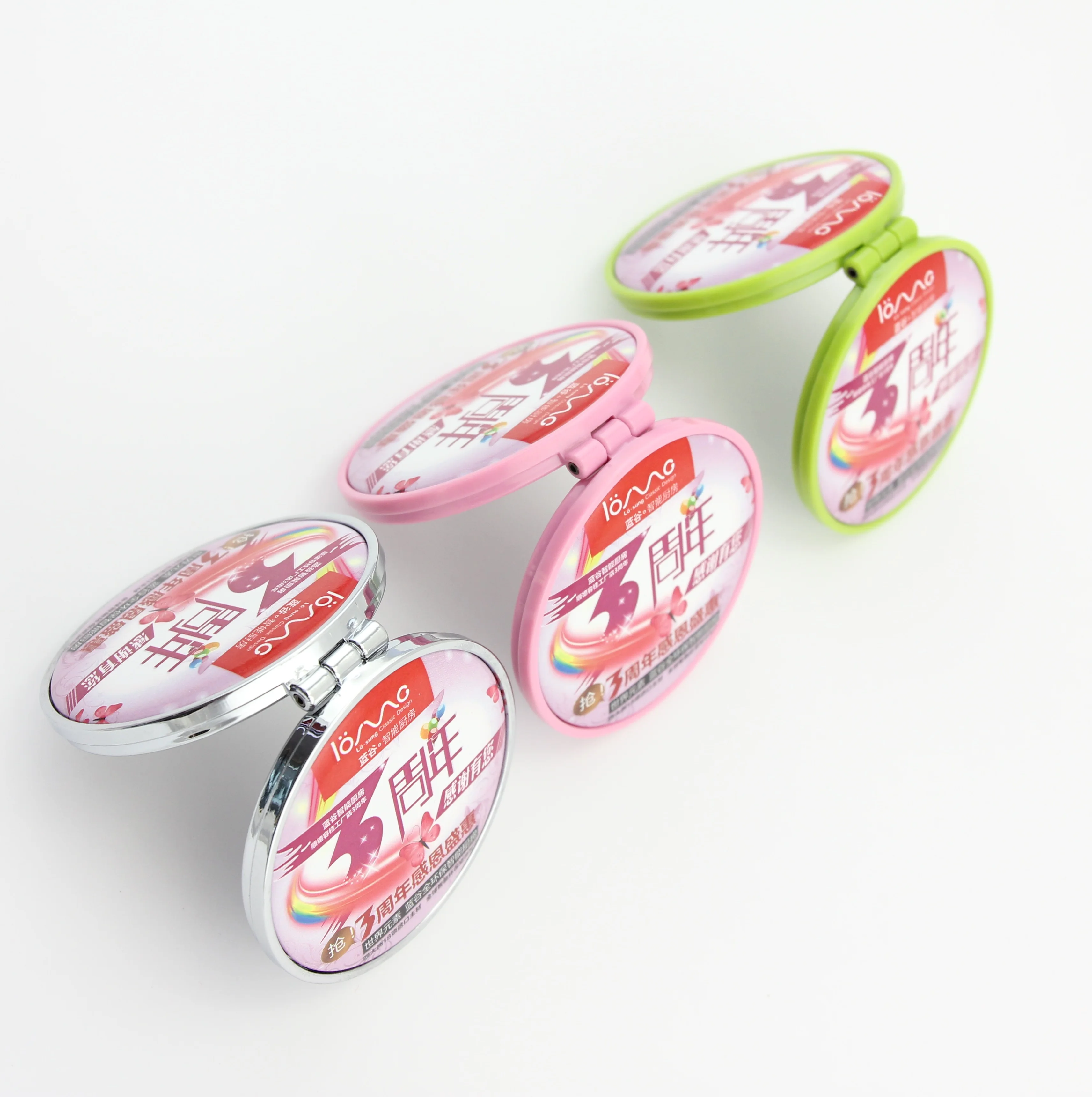 Electroplate 75mm double-faced Mirror / Compact Mirror Button Folding Mirror Badge Material