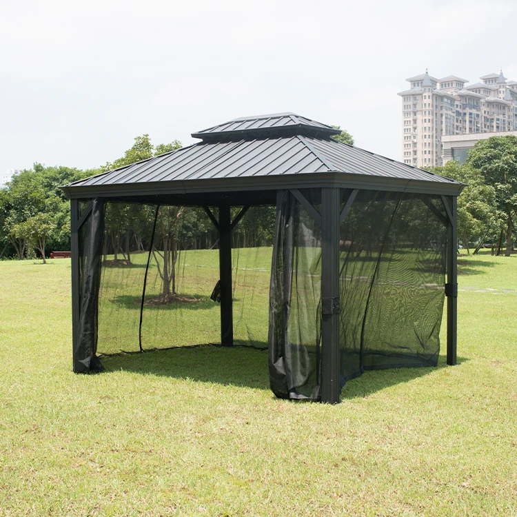 Usados 10X10 12 14 Ft Custom Fabric Colour Prefab Pavilion Shalter Iron Aluminium Garden Gazebo Tent Outdoor