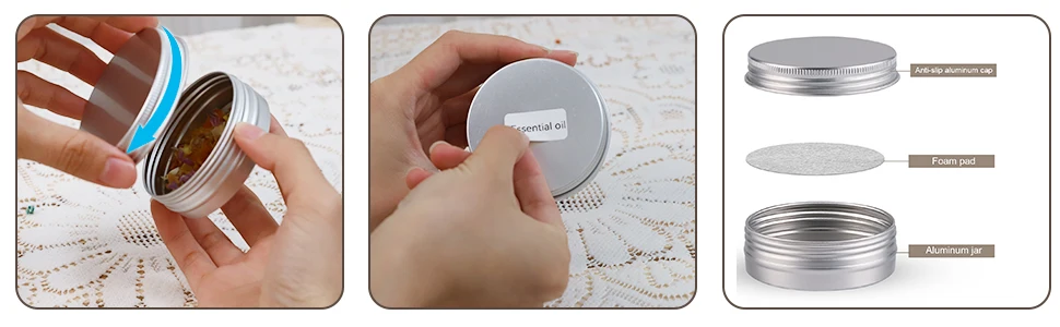 Screw Lid Metal Storage Tins Containers for Storing Spices, Candies, Lip Balm, Candles, seeds, aluminum tins 10ml, 10g, 1/3 oz