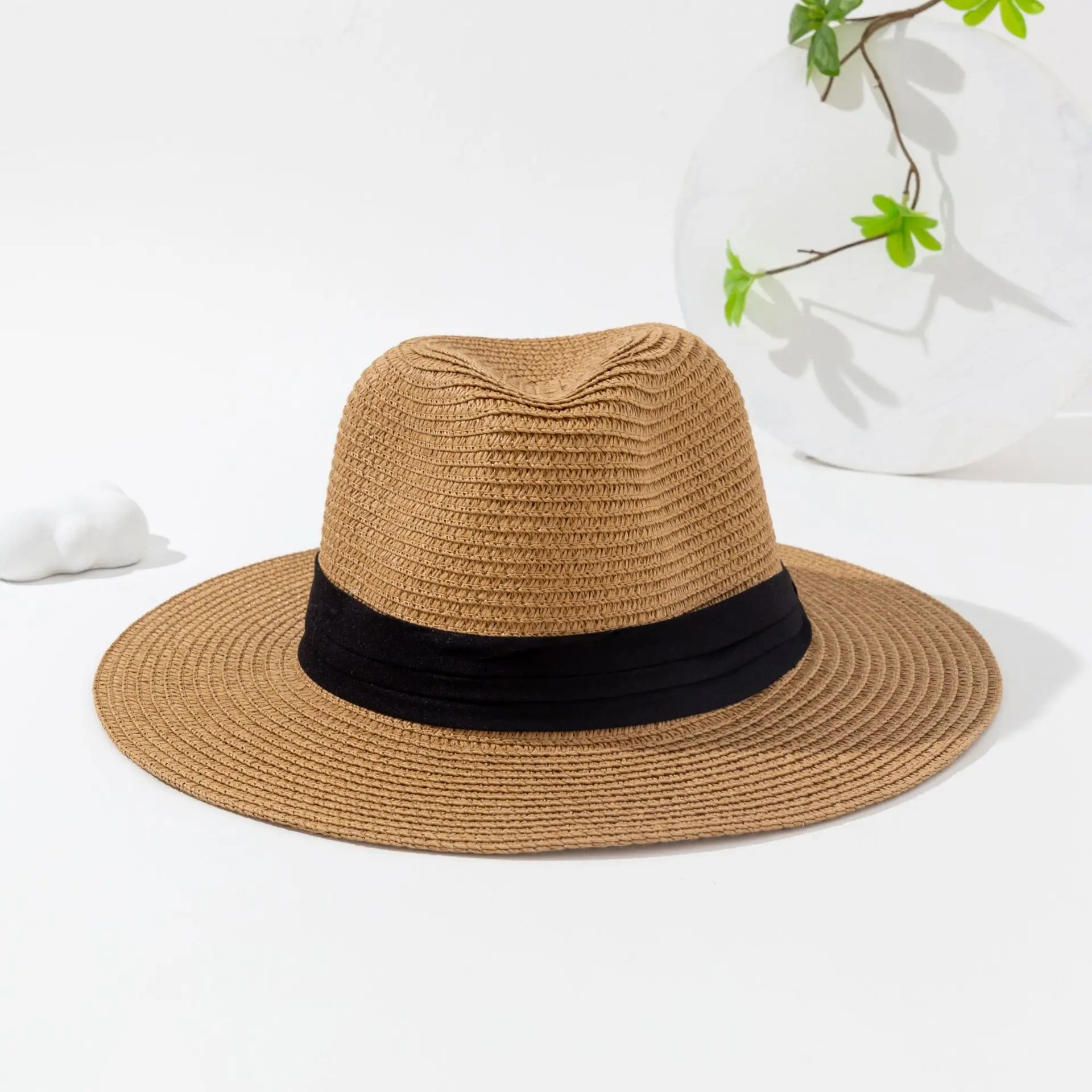 Hot sale summer beach hats wholesale custom women men paper panama straw hat