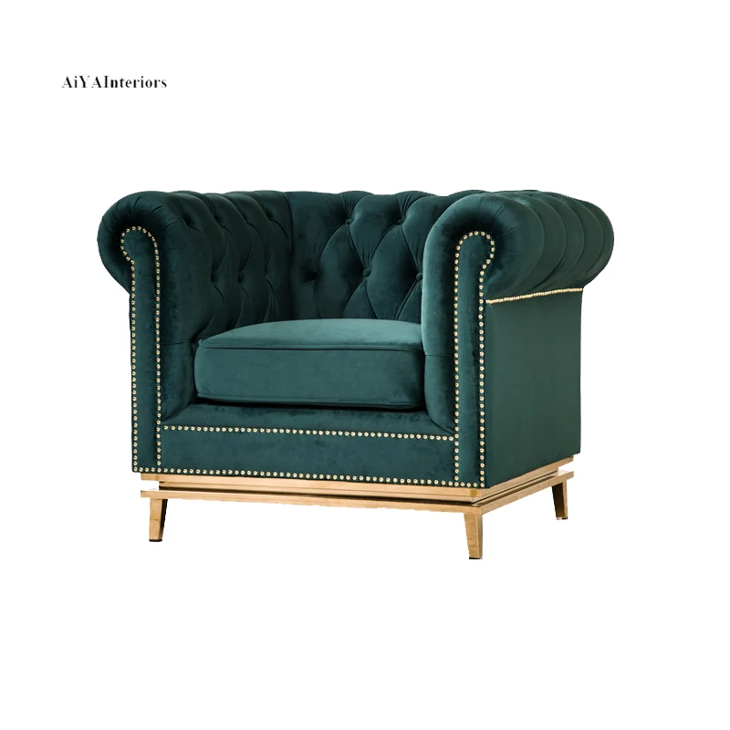 Classic American Style Button Tufted Arm Sofa Sets for Living Room Sectional Sofa 3+2+1 Sets