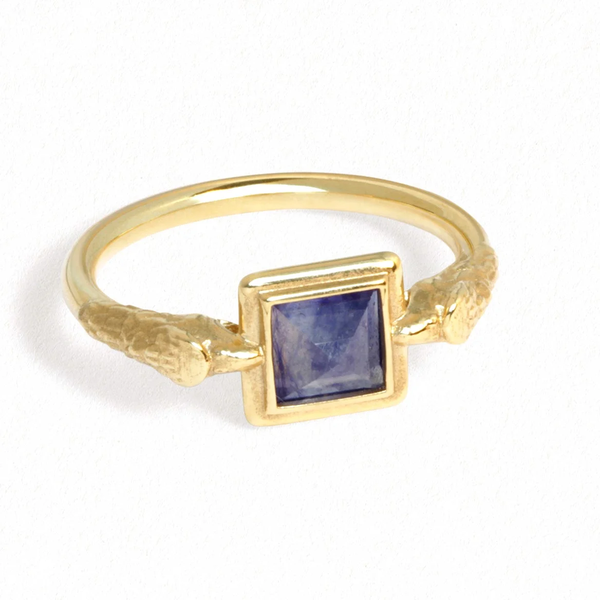 Milskye vintage jewelry gifts 925 sterling silver 18k gold plated square 6mm princess cut blue sapphire solitaire ring