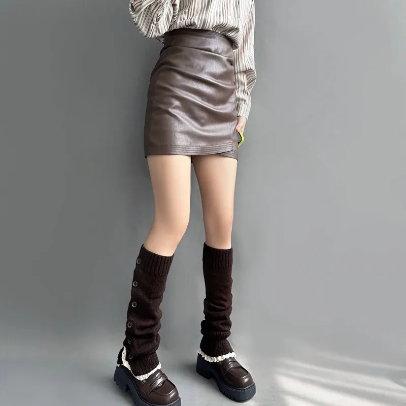 Single Breasted Botton Thick Long Chunky Boot Slouch Socks Wholesale High Knee Soft Custom Logo Women Winter Knitted Leg Warmers