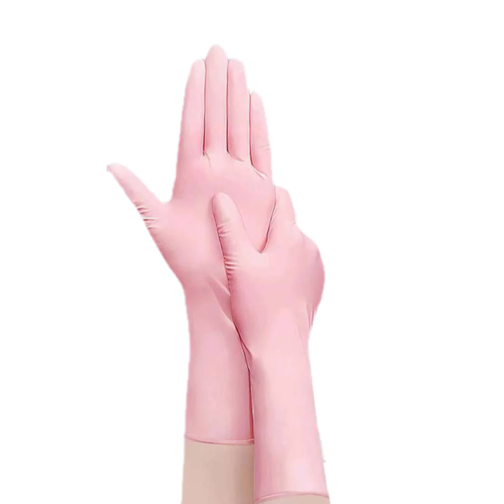 New disposable nitrile dishwashing gloves 9 inches extraction cherry blossom powder kitchen household cleaning gloves