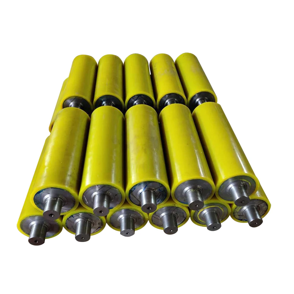 china belt conveyor idler polyurethane PU rubber coated gravity conveyor roller bearing for hot foil stamping