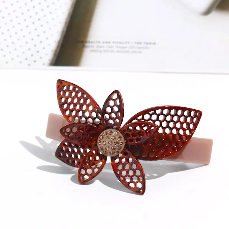 Французская заколка-Пряжка, бутик, Цветочные Зажимы, подарки для девочек, металлическая заколка из целлюлозы и ацетата, заколки для волос для женщин