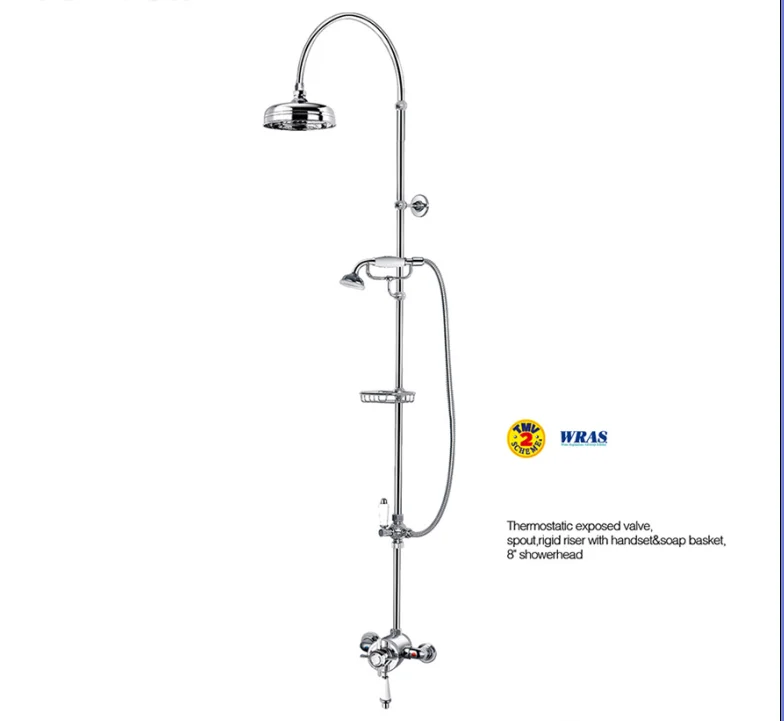 Factory  price 5 years warranty all material is brass UK style wall Vernet valve Wras thermostatic brass concealed shower mixer