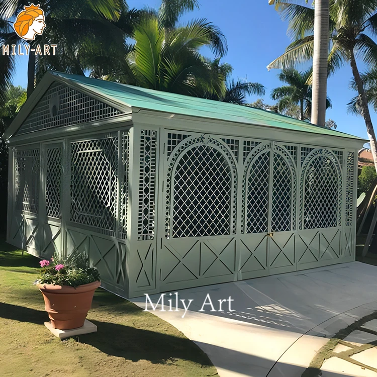 Large Size Backyard Iron Glass Greenhouse with Metal Frame for Sale