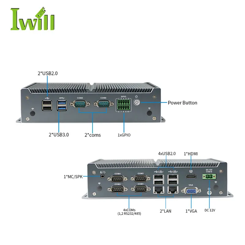 2 * Intel i211-AT 1000M LAN безвентиляторный мини-ПК GPIO IBOX-1126 дешевые J1900 промышленный компьютер ПК RS485 с 8 USB