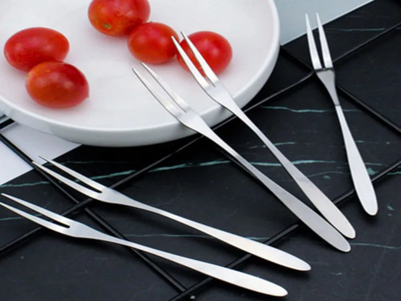 Home Kitchen Reusable Stainless Steel Mini Fruit Fork Cake Dessert Forks and Knives Set