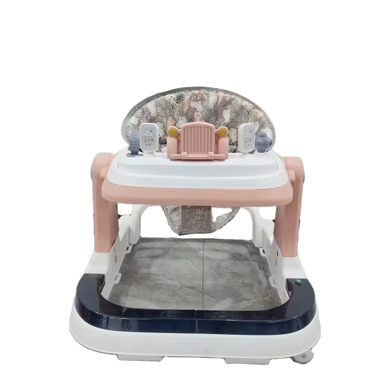 2024 New Model Multifunctional 4-in-1 Baby Activity Push Walker with Light Music Seat Foldable Plastic Frame Toy Features