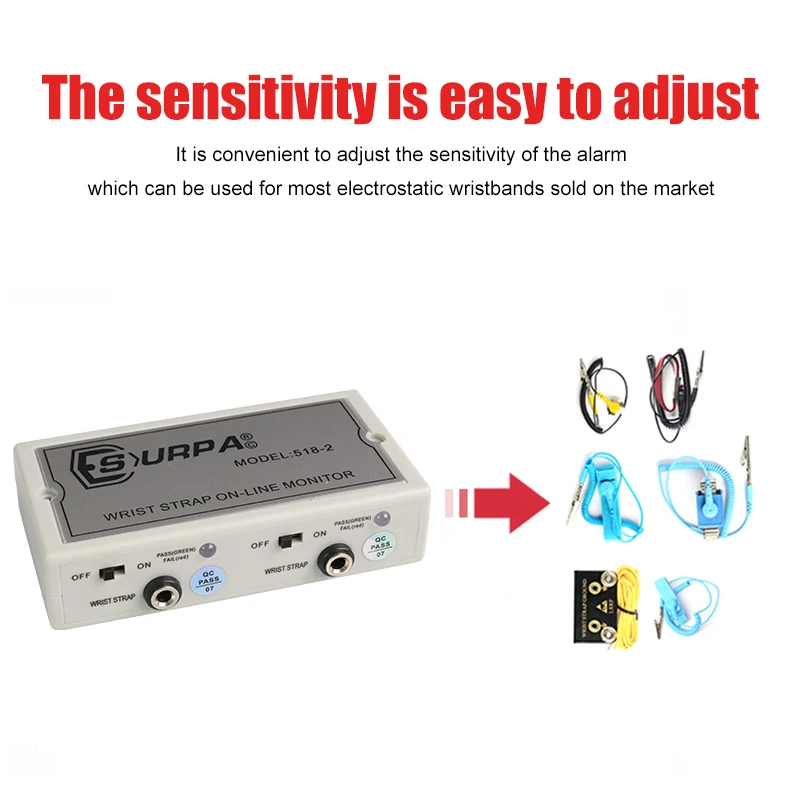 Esd wrist strap monitor surpa 518-2 antistatic wristband online esd wrist strap monitor