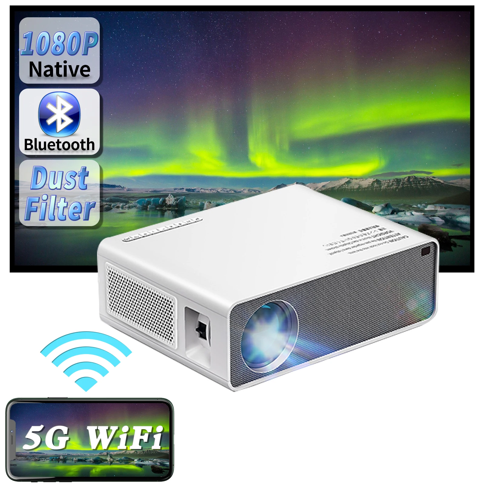 Best Price ZAOLIGHTEC A40 Full HD 1080P LED LCD Video Smart Portable Home Theater Cinema Projector