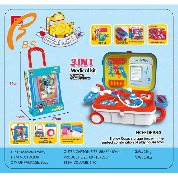  Medical Equipment Set Suitcase Playhouse Toy Simulation Plastic Doctor Role Play Game