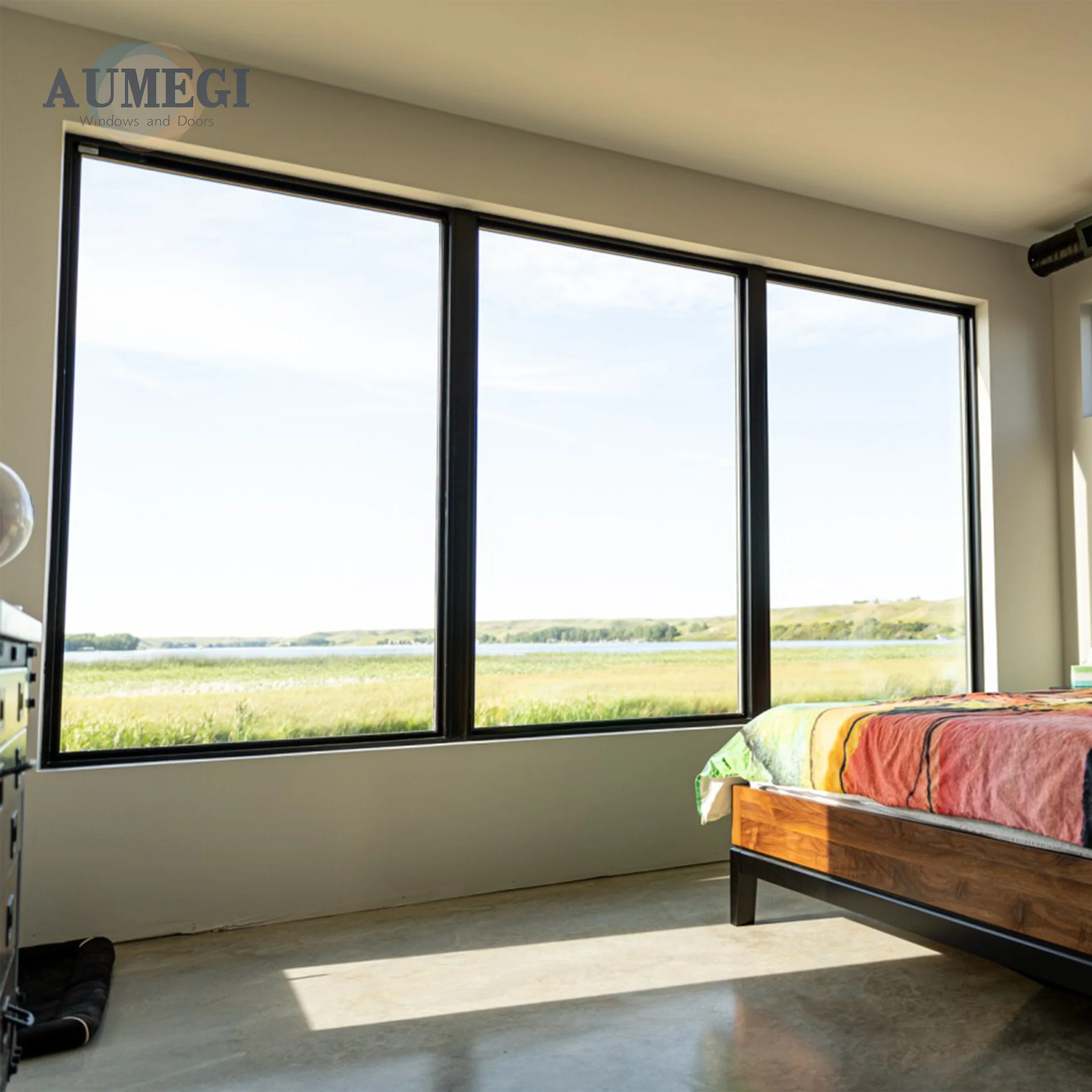 AUMEGI Fixed Windows Vertical Skylight Home Installation Video French Glazed Large Fixed Windows