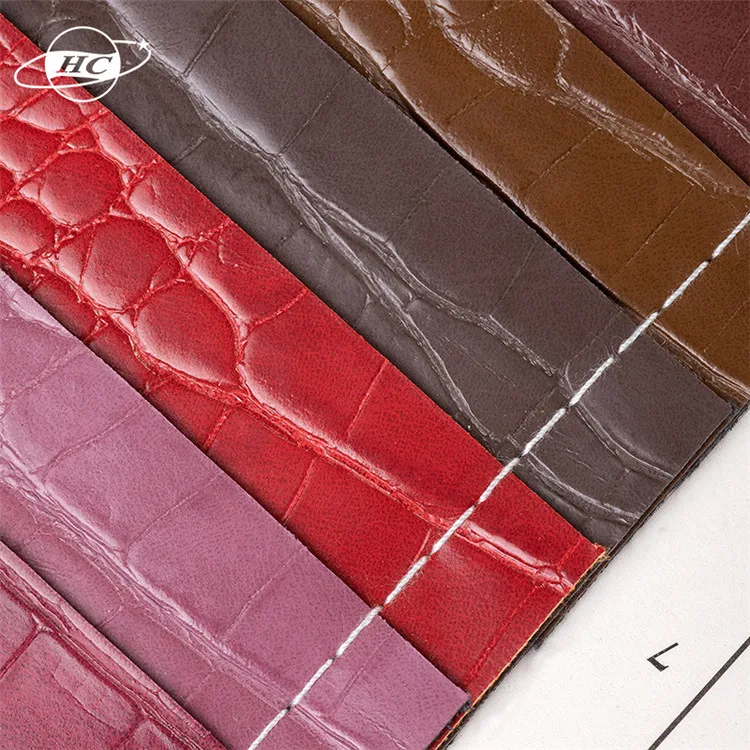 Crocodile pattern embossing warp knitted fabric medium hardness fabric pu for furniture and luggage