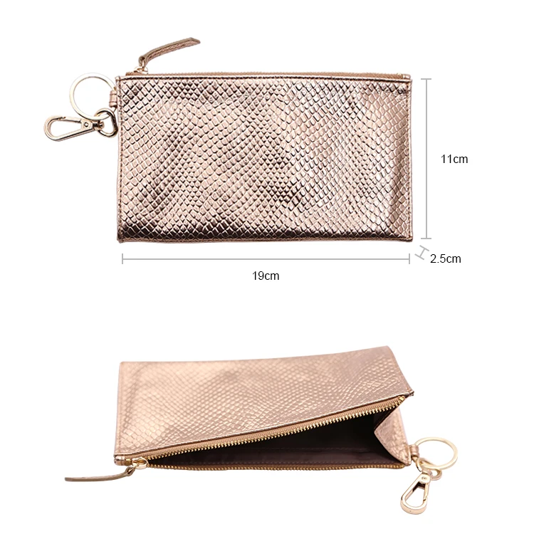 ladies key chain travel business card organizer pouch long leather modern wallet