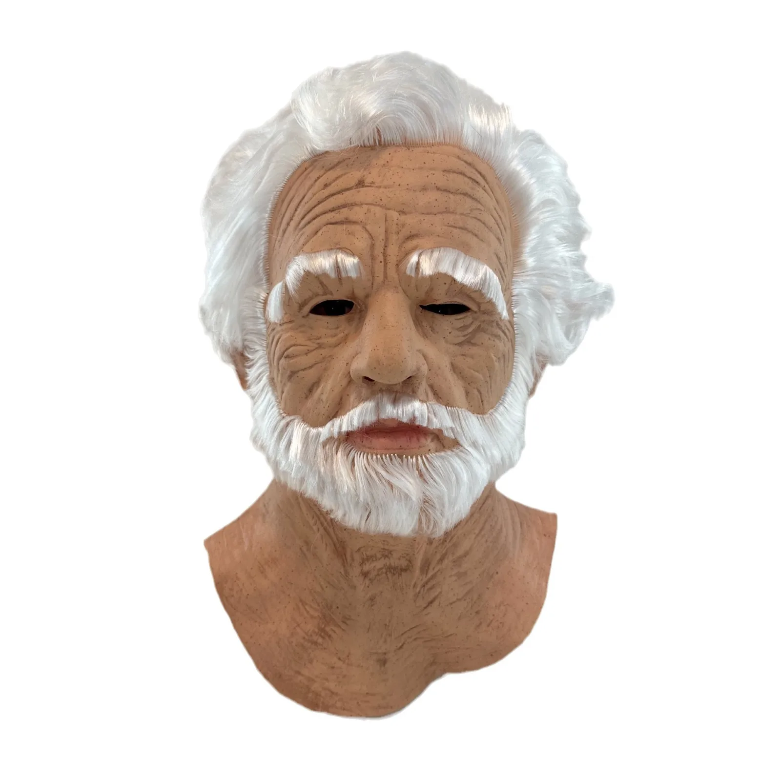 Old Man Mask for Halloween Realistic Face Mask Latex breathable Wrinkle Face White Hair and Beard Old Man Halloween Mask