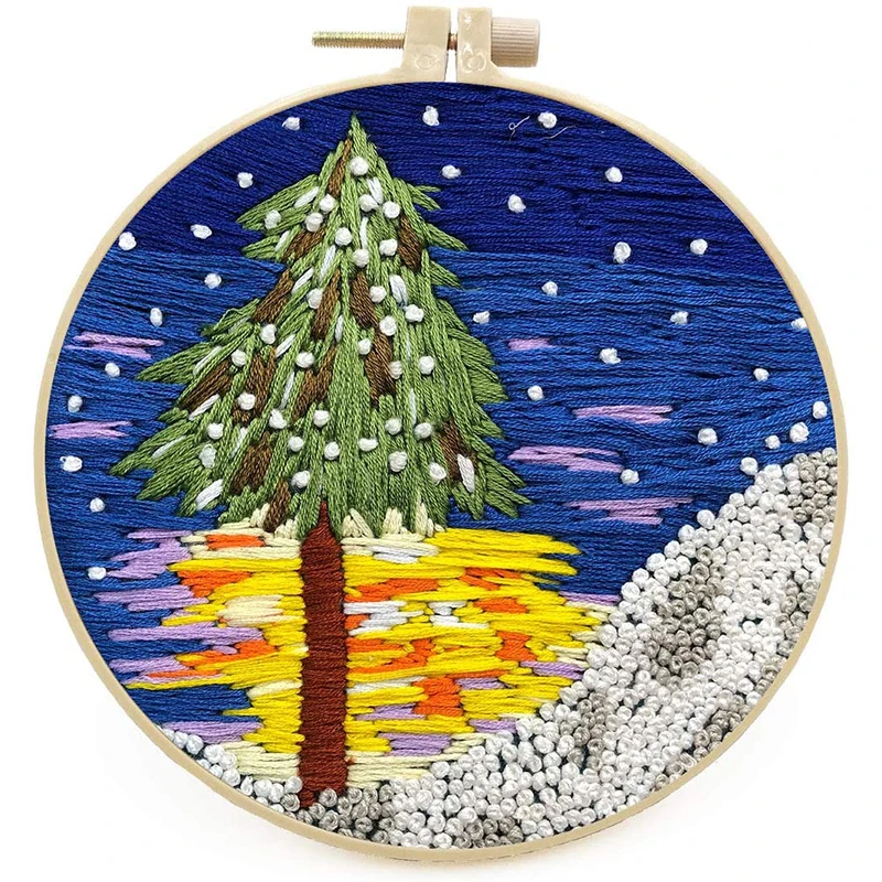 Punch Needle Embroidery Starter Kits Punch Needle Tool Threader Fabric Embroidery Hoop Yarn Rug Punch Needle For Adult Kids