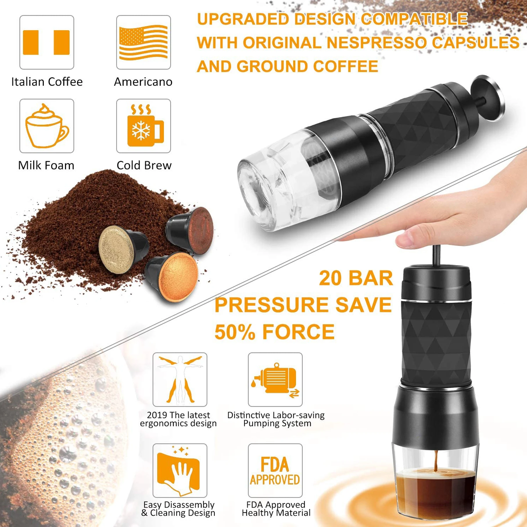 
Mini Espresso Portable Coffee Maker 