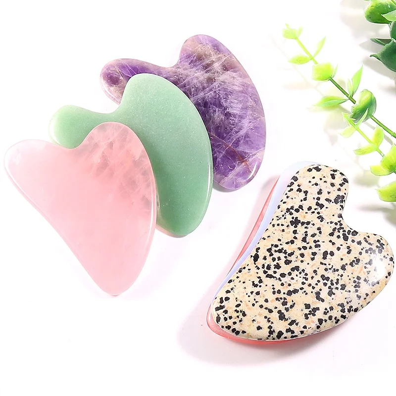 Wholesale Facial Massage Gua Sha Tool Jade Massager Natural Rose Quartz Amethyst Jade Black Gua Sha Facial Scraping Board