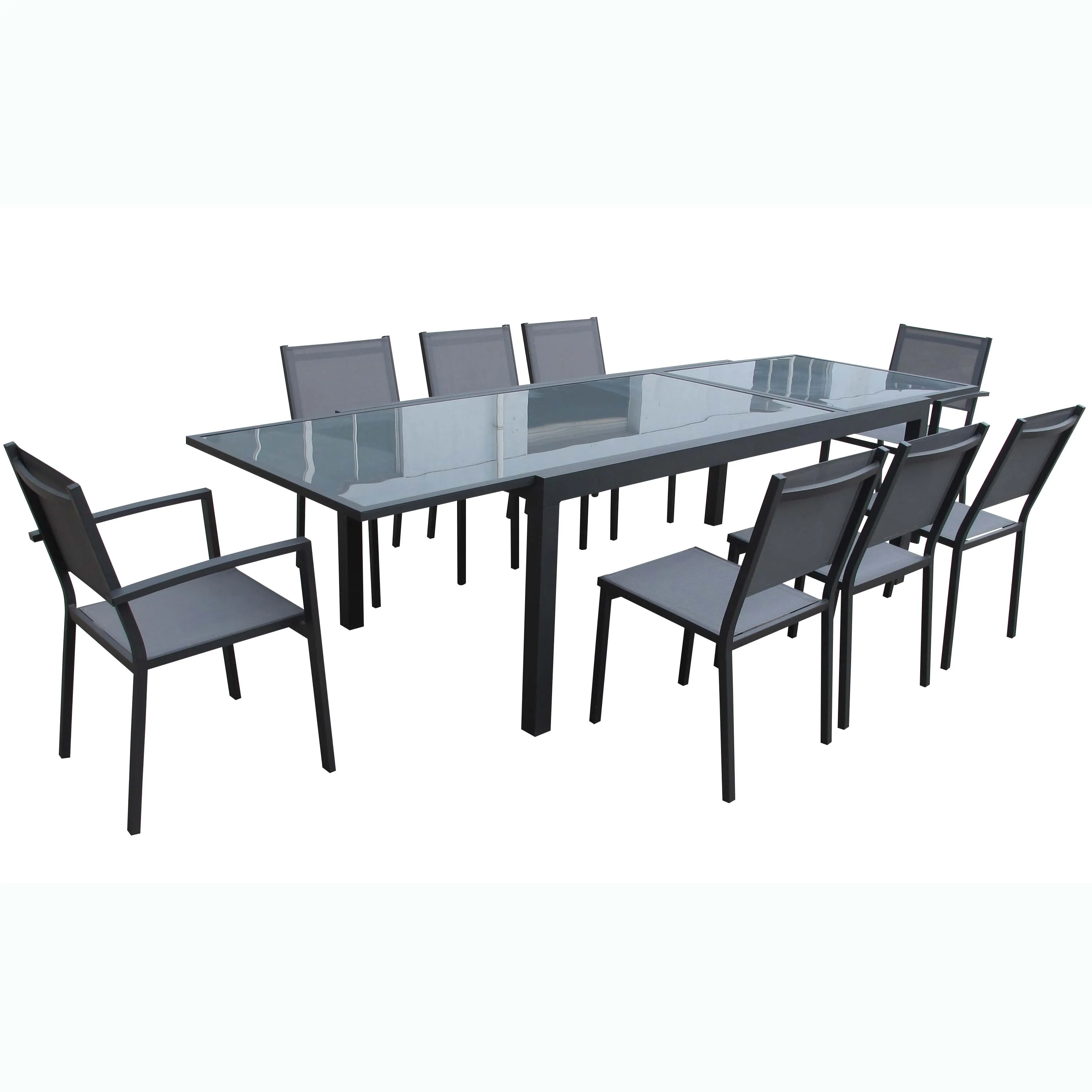 TIPTOP Dining Table And Chairs Aluminum Luxury Outdoor Dining Table Set Outdoor Lawn Extendable Dining Table for 8 Person